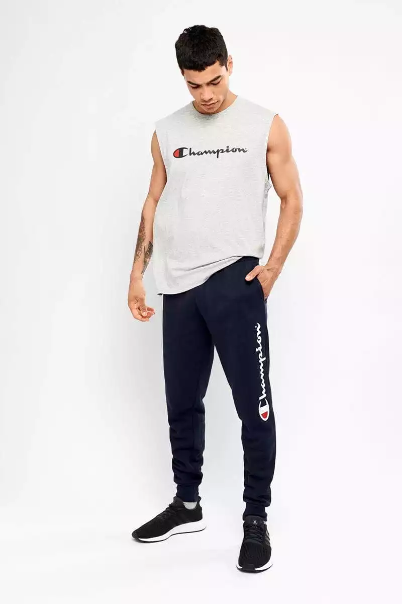 Champion Men's Navy Script Cuff Trackpants