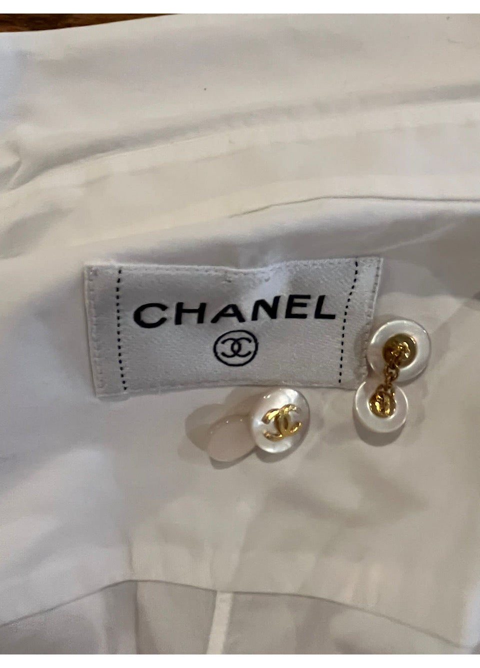 Chanel Vintage White Cotton Pleated Shirt Top Blouse - Size 2