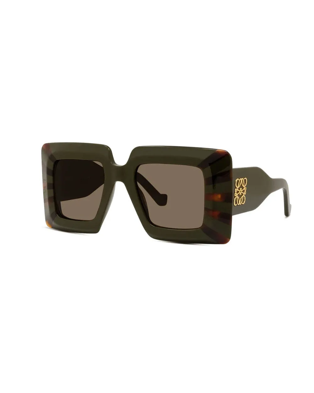 Chunky Anagram Sunglasses in Green Havana