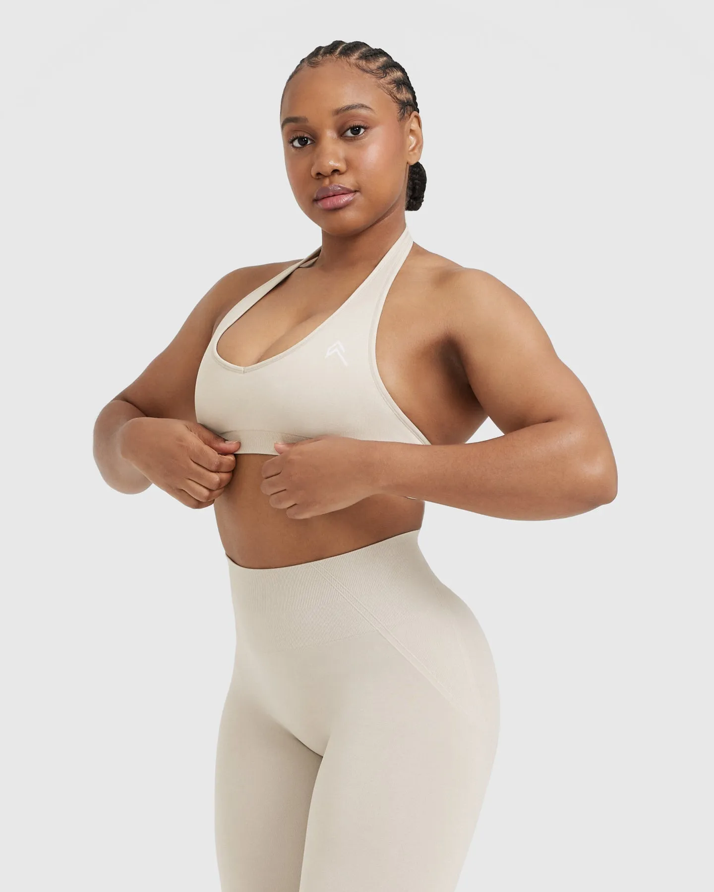 Sand Marl Classic Seamless 2.0 Halter Neck Bralette