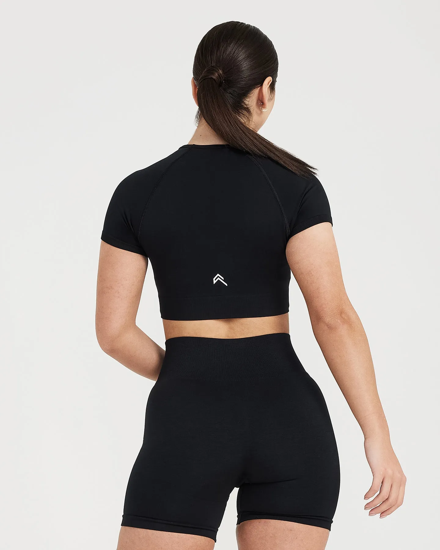 Black Marl Classic Seamless 2.0 Short Sleeve Crop Top