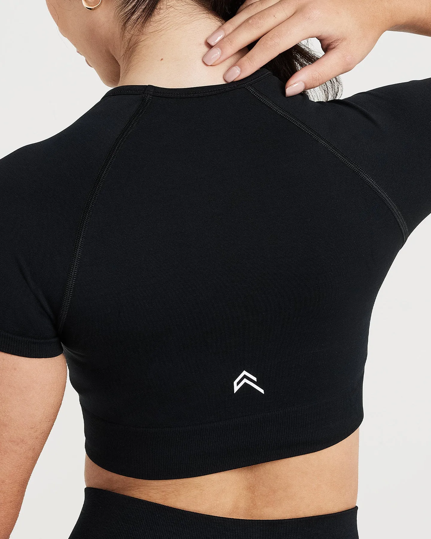 Black Marl Classic Seamless 2.0 Short Sleeve Crop Top