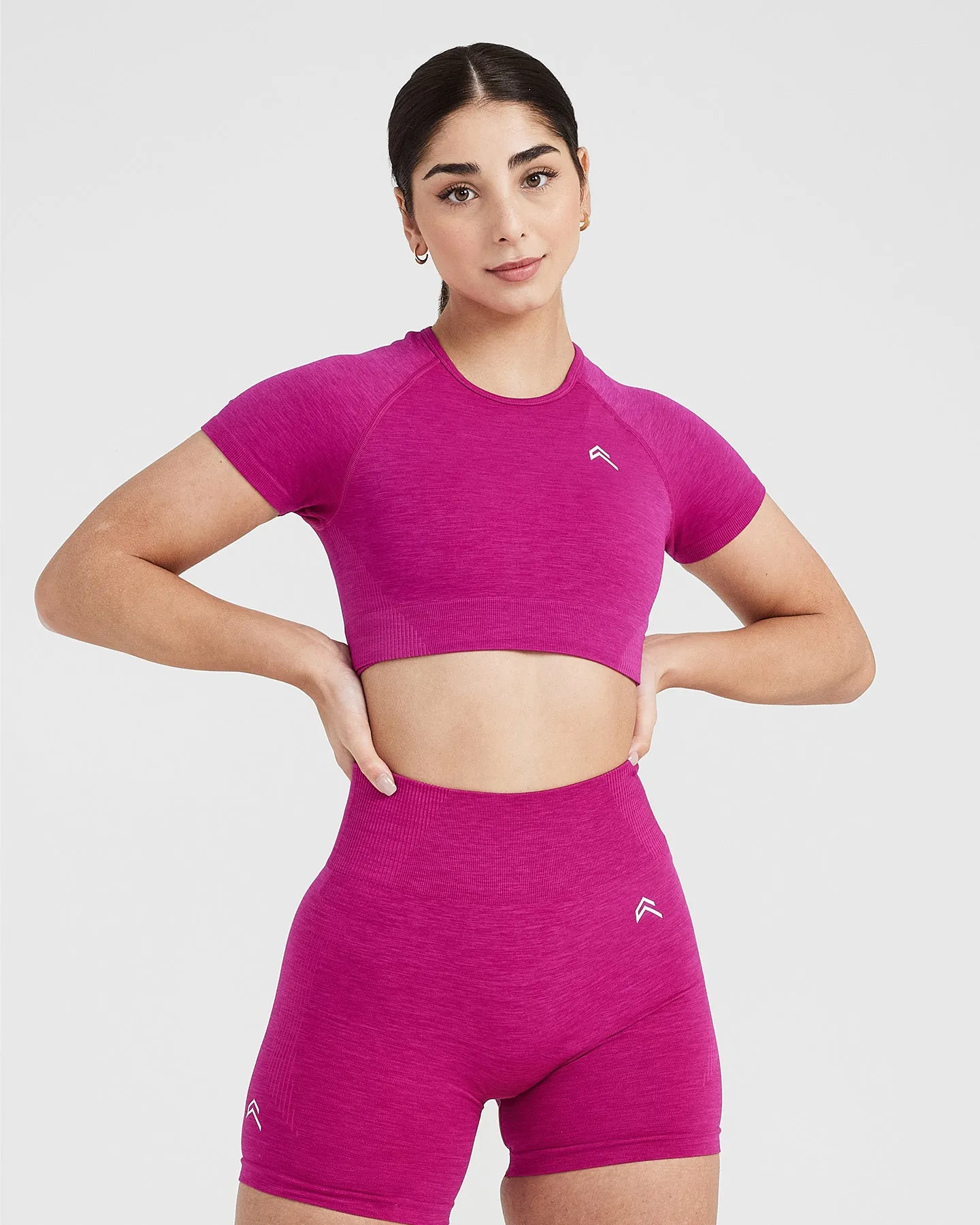 Classic Seamless 2.0 Short Crop Top Fuchsia Marl