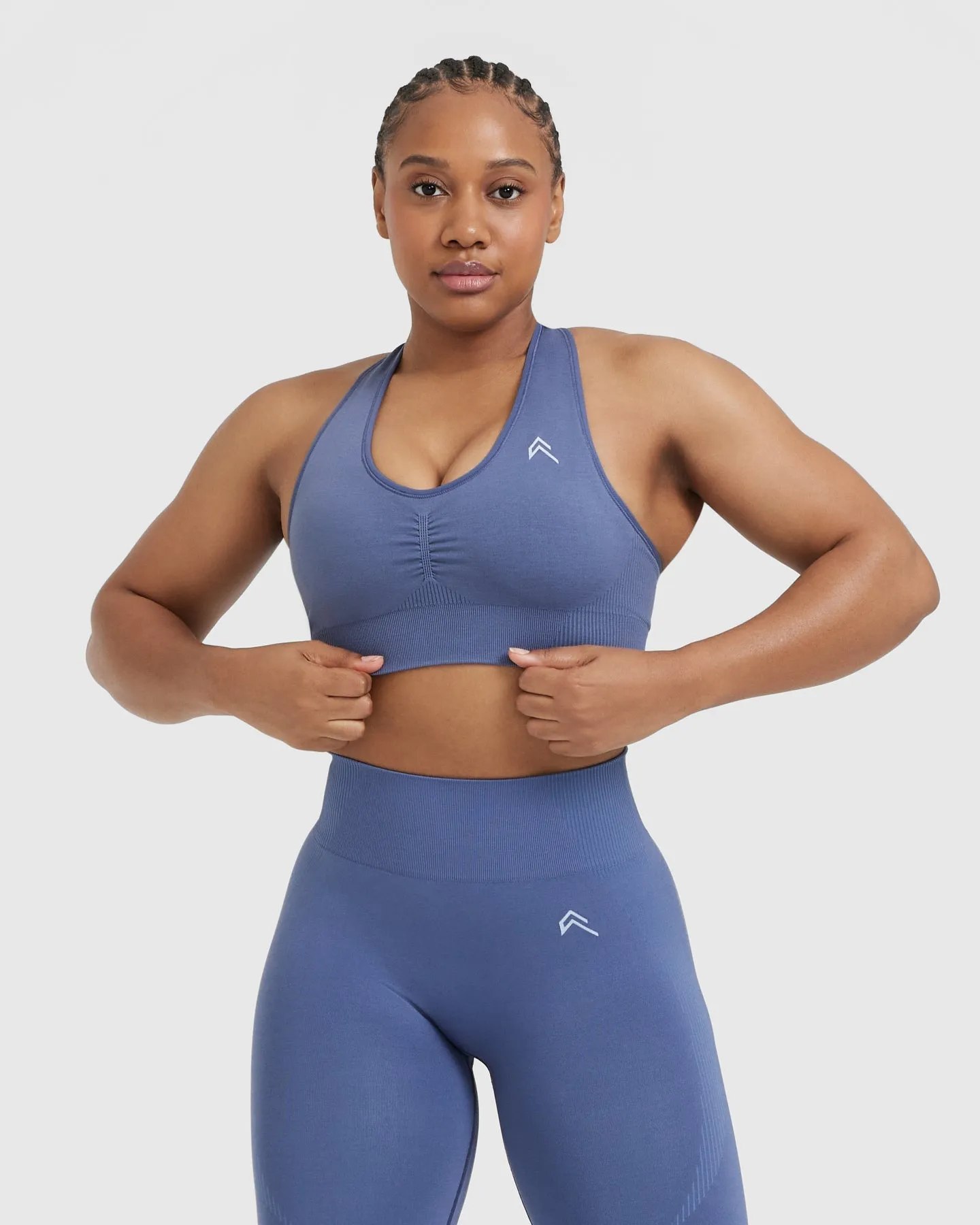 Classic Seamless 2.0 V-Neck Bralette Slate Blue Marl