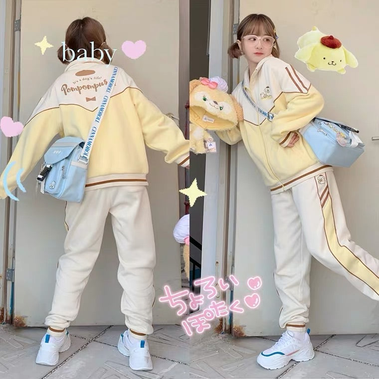 Clearance Pompom Purin sportswear jacket and pants from Sanrio collaboration.