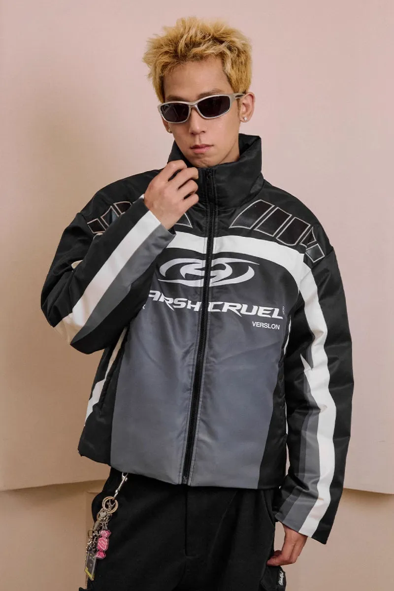 Colorblock Racing Gradient Puffer Coat