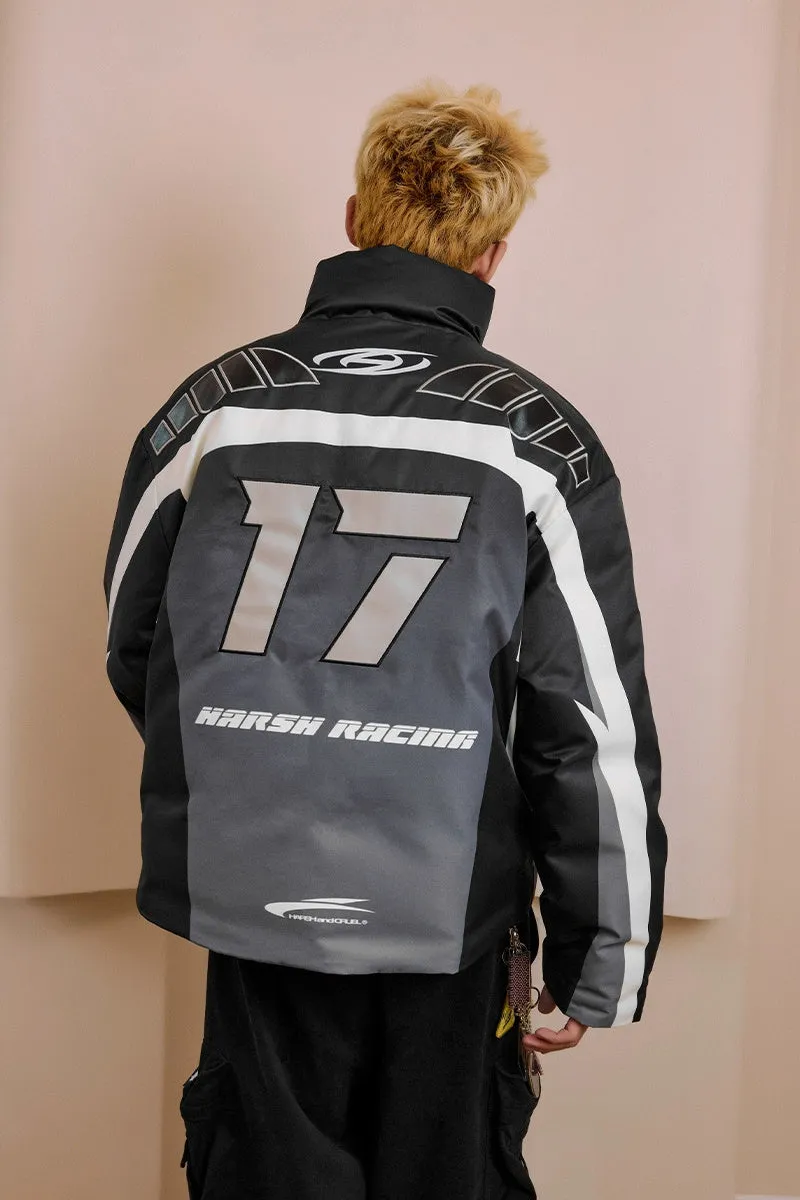 Colorblock Racing Gradient Puffer Coat