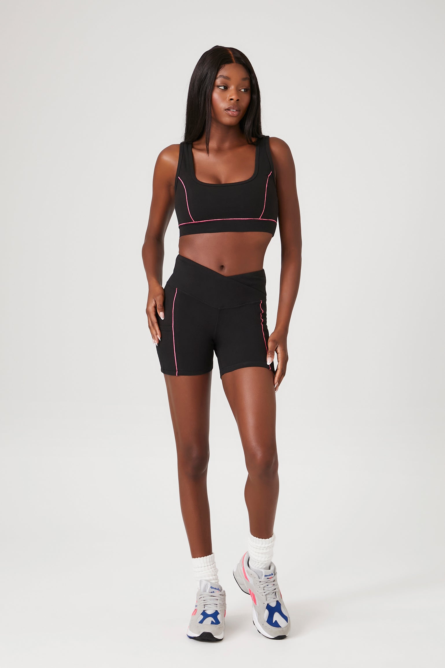 Contrast-Stitched Athletic Bra