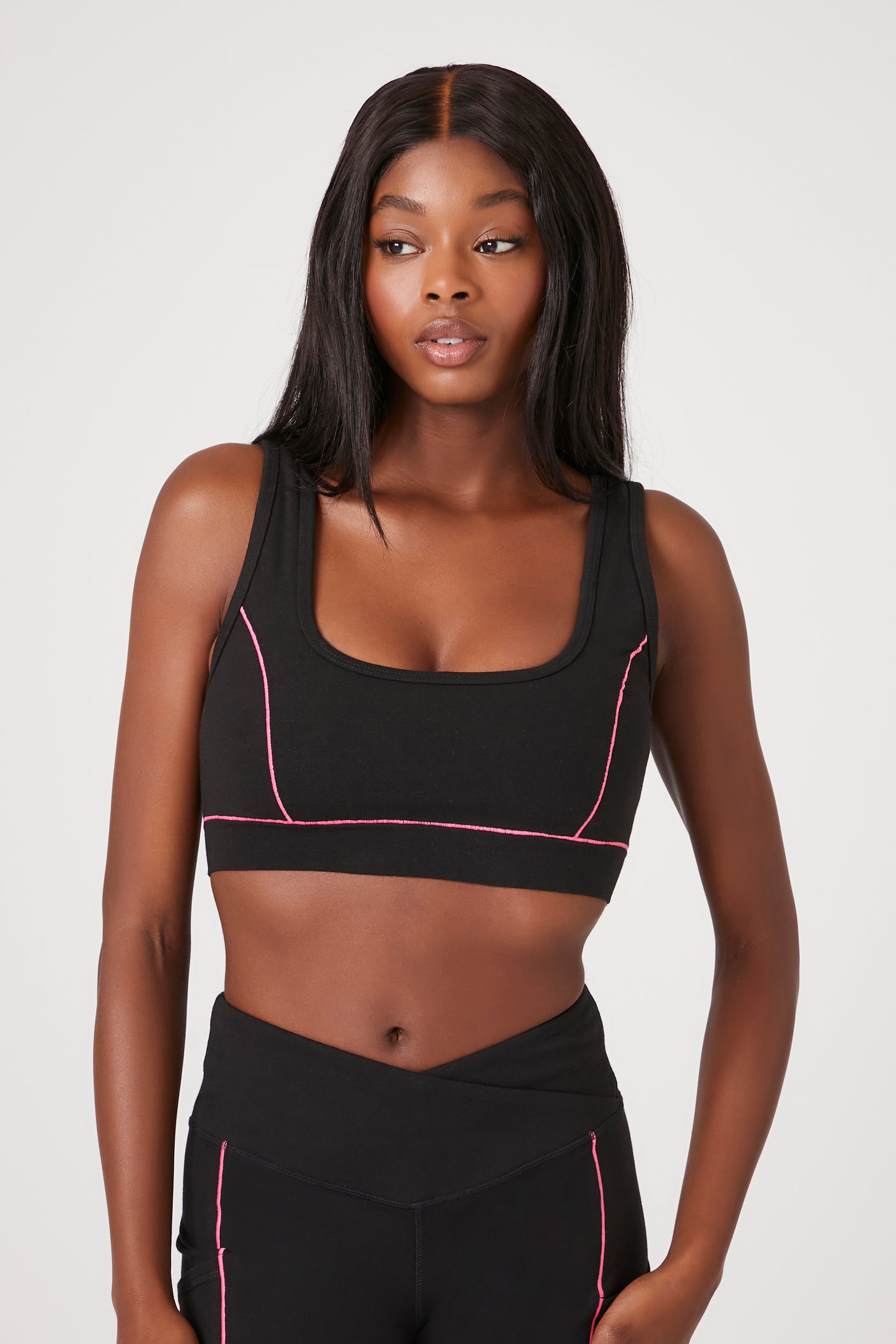 Contrast-Stitched Athletic Bra