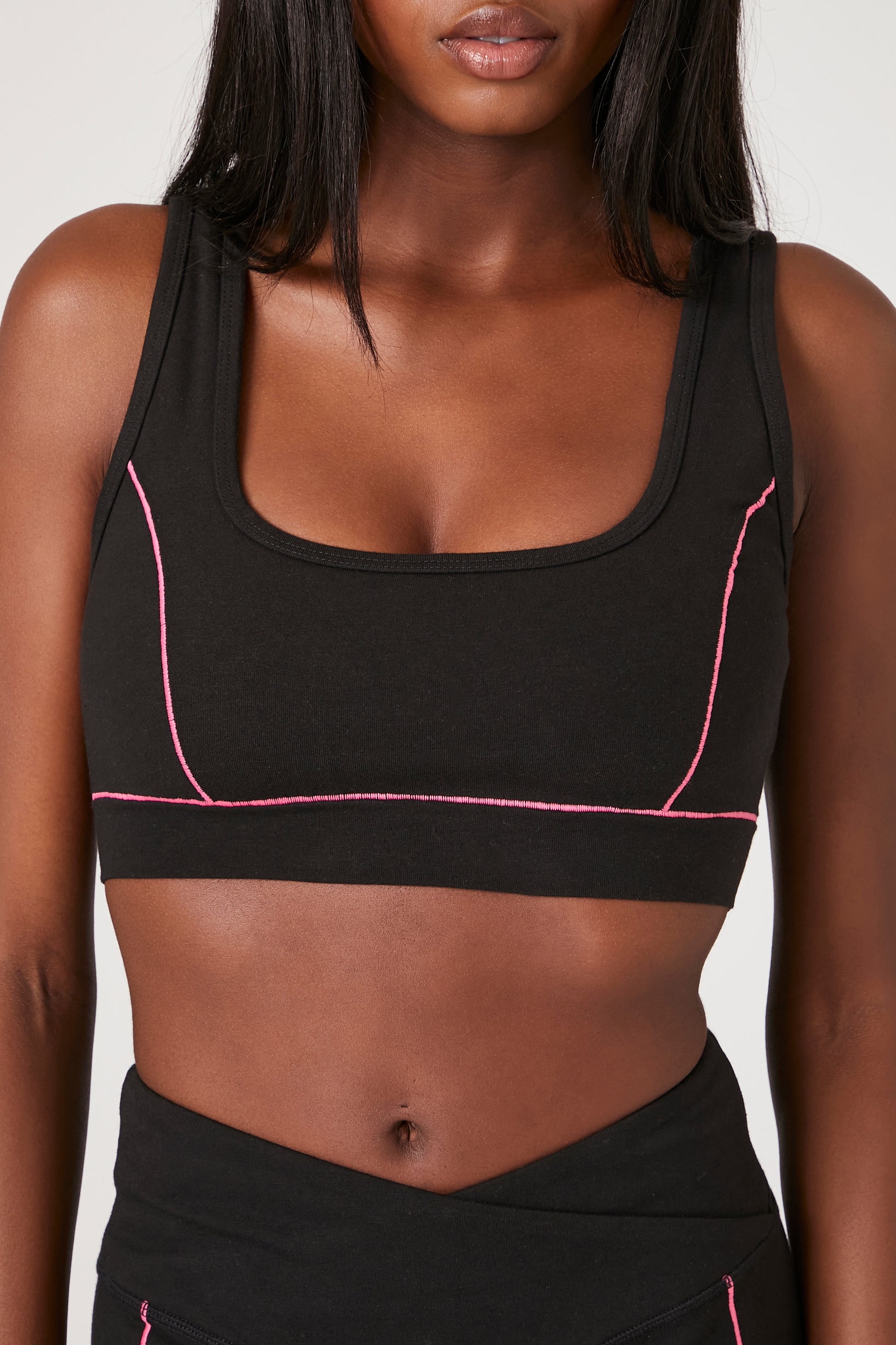 Contrast-Stitched Athletic Bra