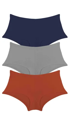 Pack of 3 Solid Cotton Boyshort Briefs