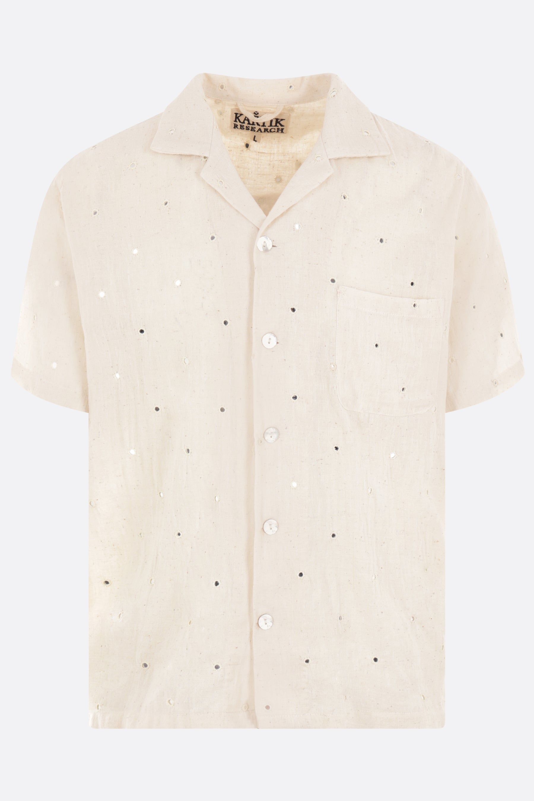 cotton canvas shirt with Mirror embroideries