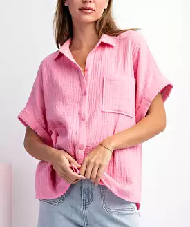 Cotton Gauze Blouse - Bubblegum Pink