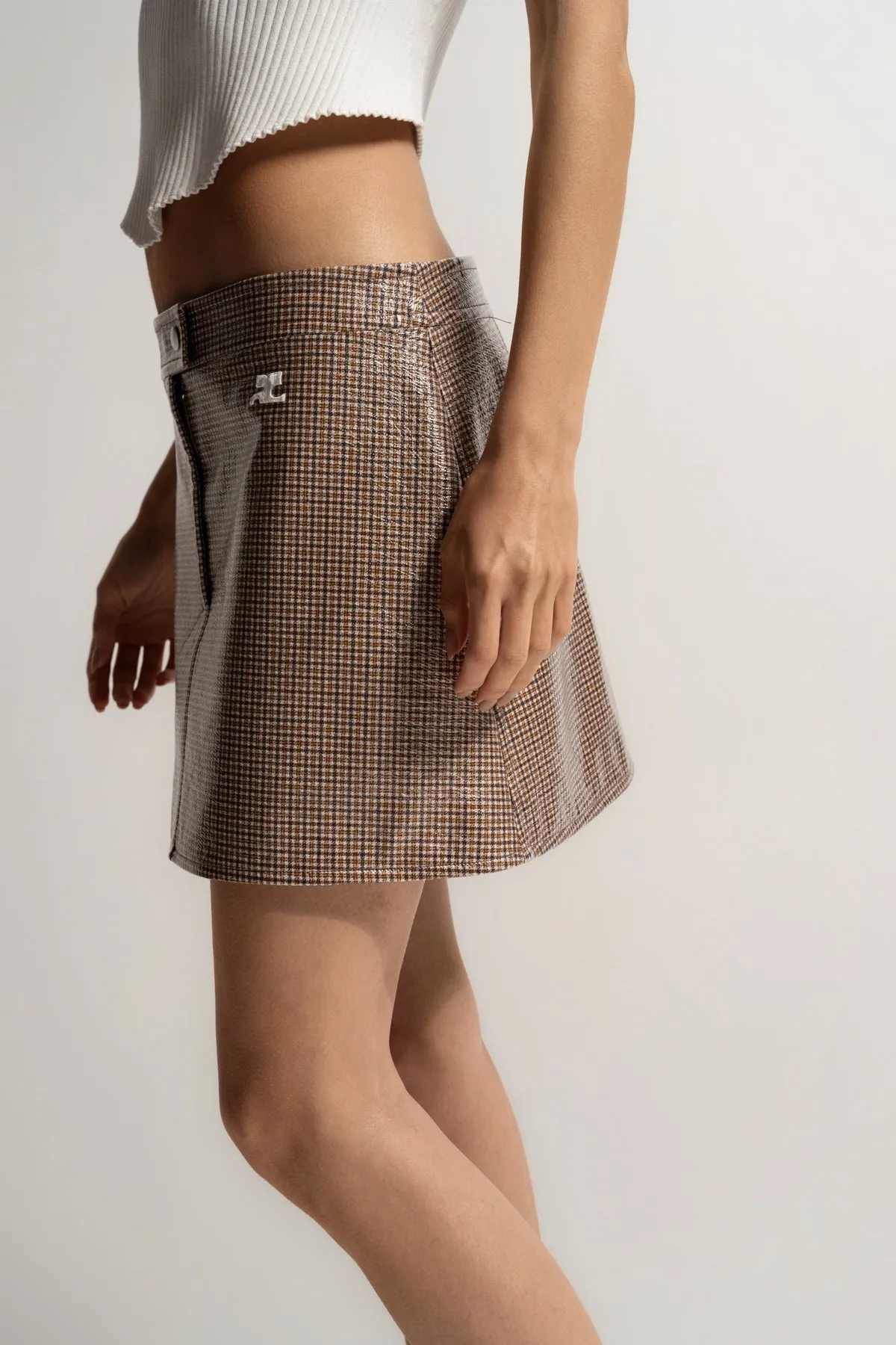 COURRGES Reedition Checked Vinyl Mini Skirt