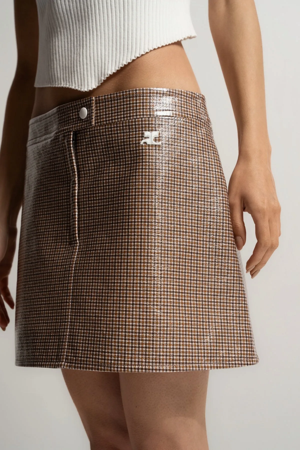 COURRGES Reedition Checked Vinyl Mini Skirt