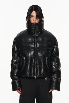 Cracked Texture Puffer Coat