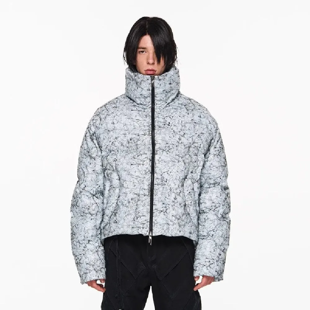 Cracked Texture Puffer Coat