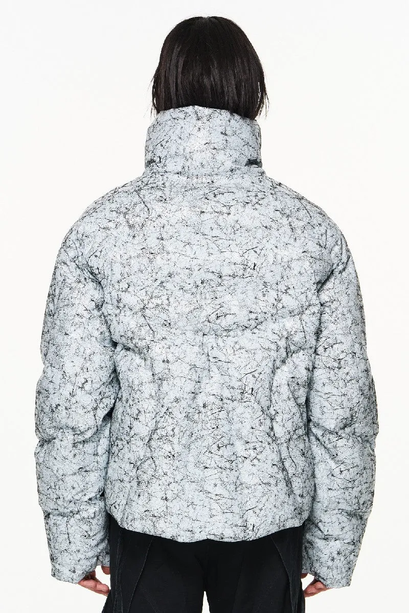 Cracked Texture Puffer Coat