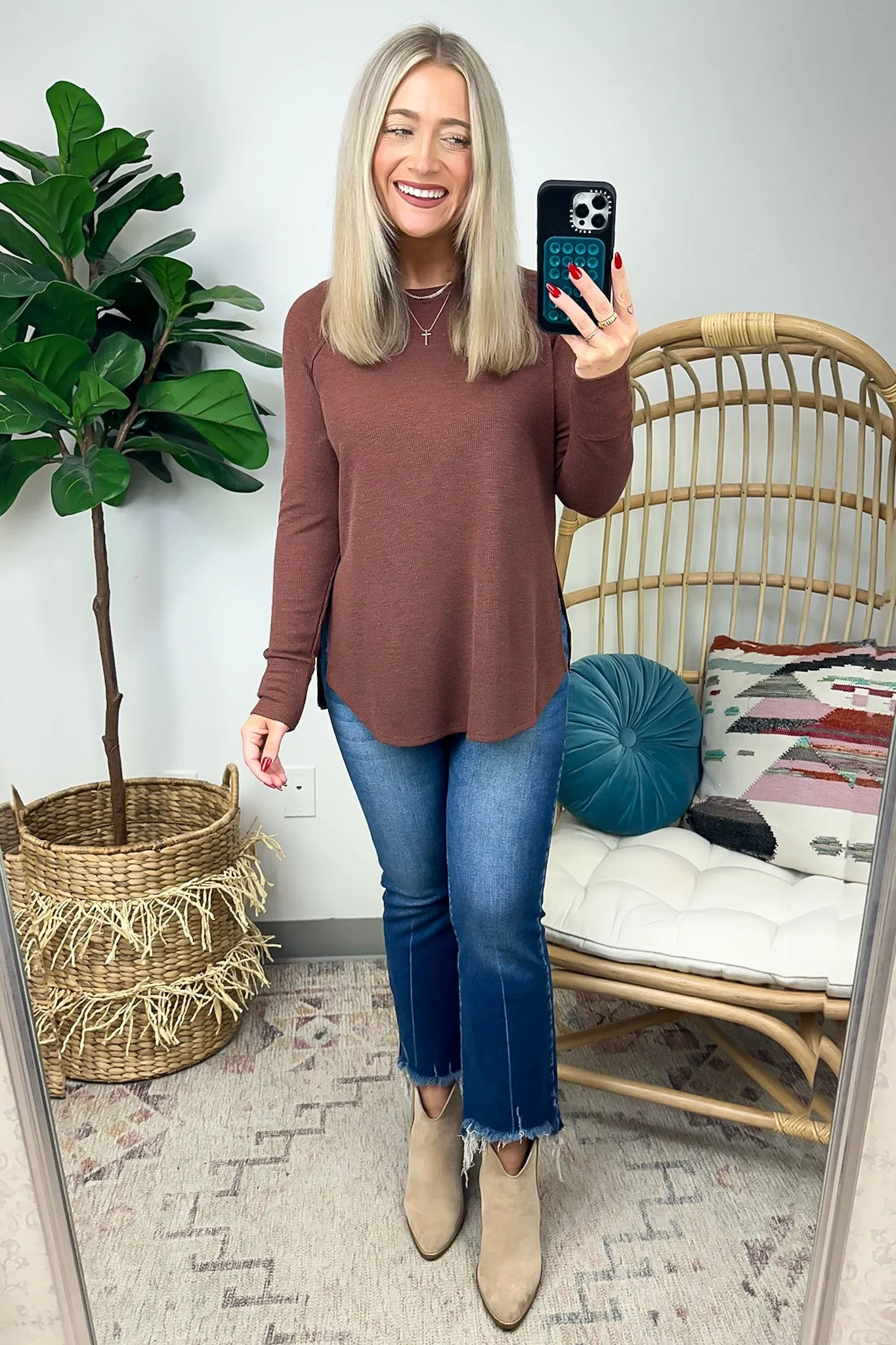 Cresseida Thermal Knit Long Sleeve Top - FINAL SALE