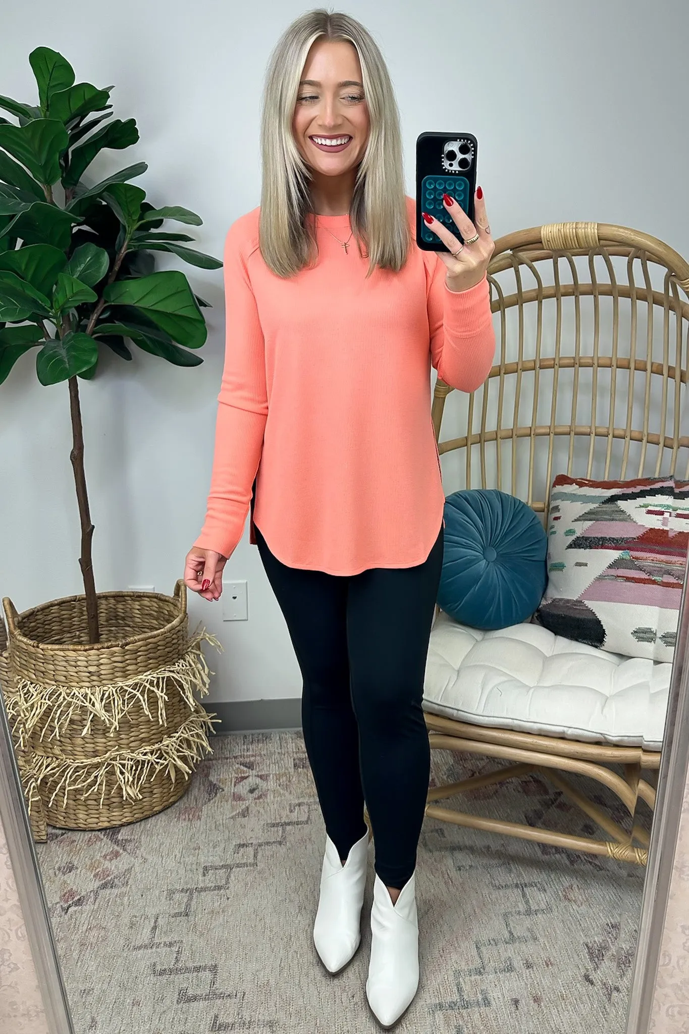 Cresseida Thermal Knit Long Sleeve Top - FINAL SALE