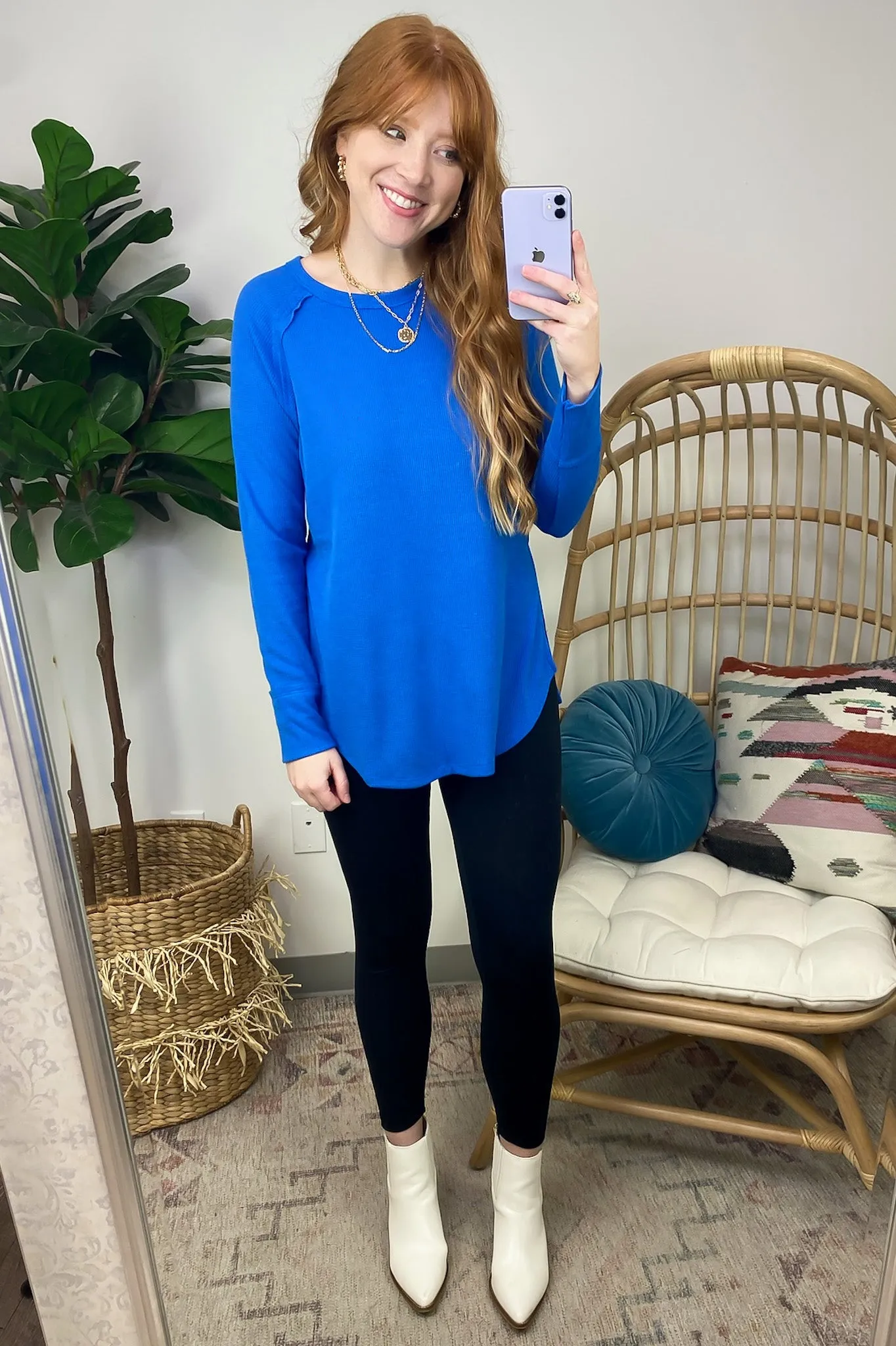 Cresseida Thermal Knit Long Sleeve Top - FINAL SALE