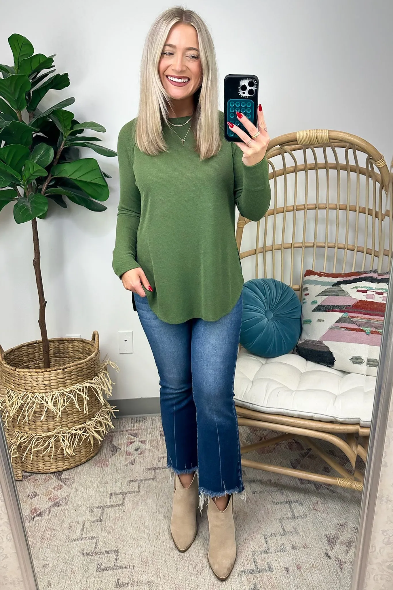 Cresseida Thermal Knit Long Sleeve Top - FINAL SALE