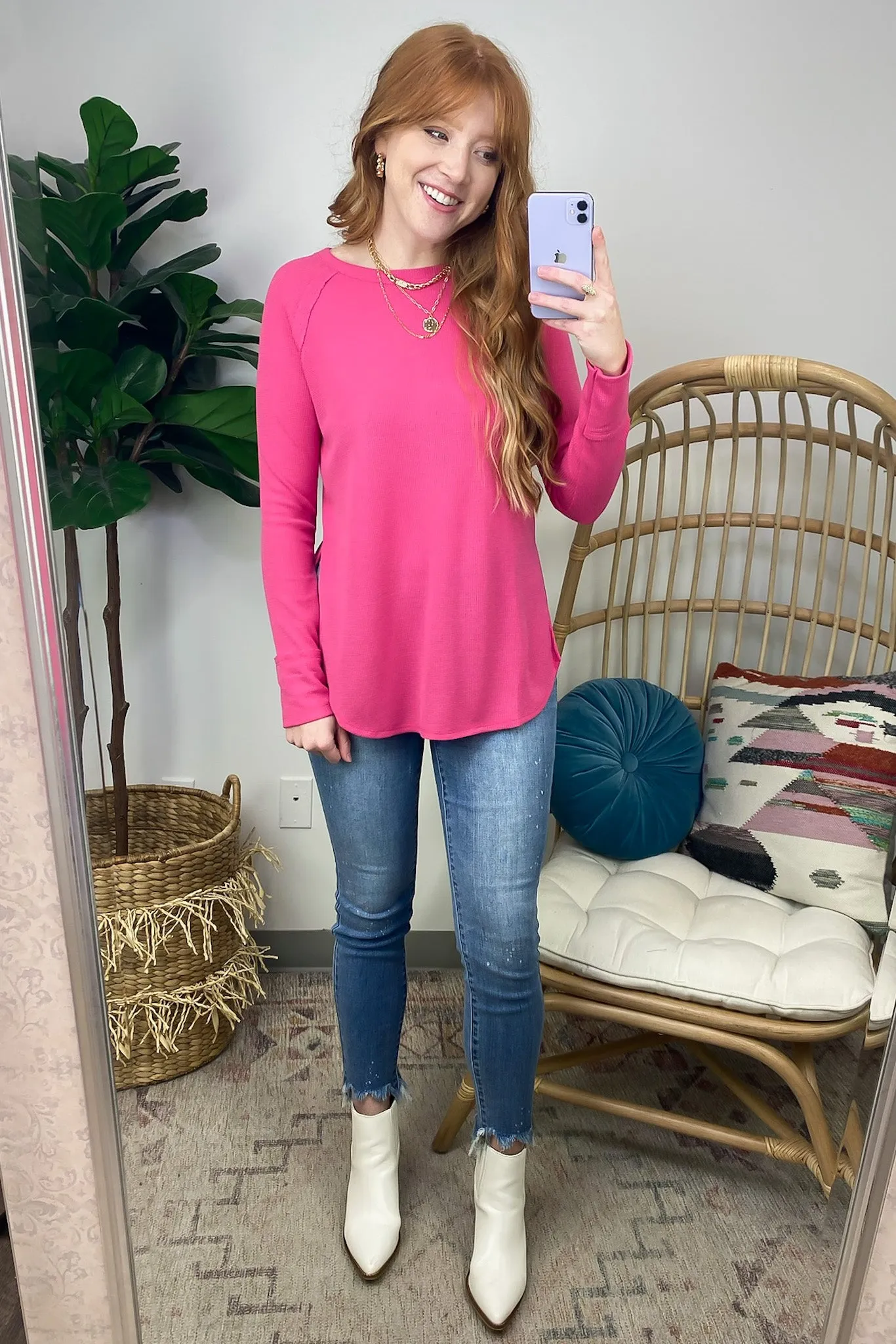 Cresseida Thermal Knit Long Sleeve Top - FINAL SALE