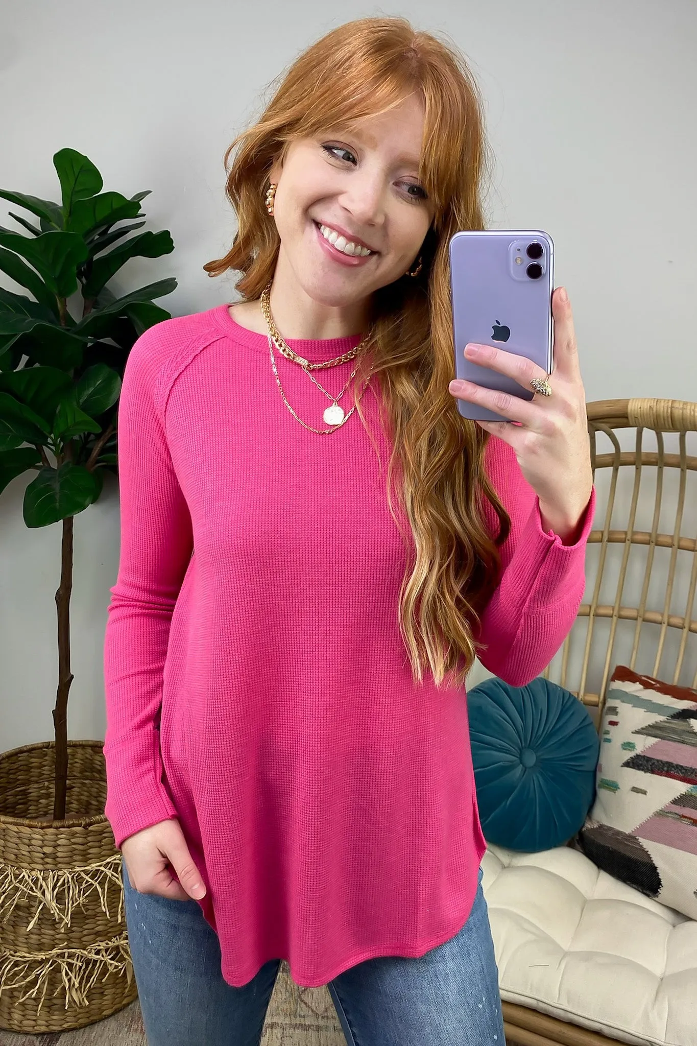 Cresseida Thermal Knit Long Sleeve Top - FINAL SALE