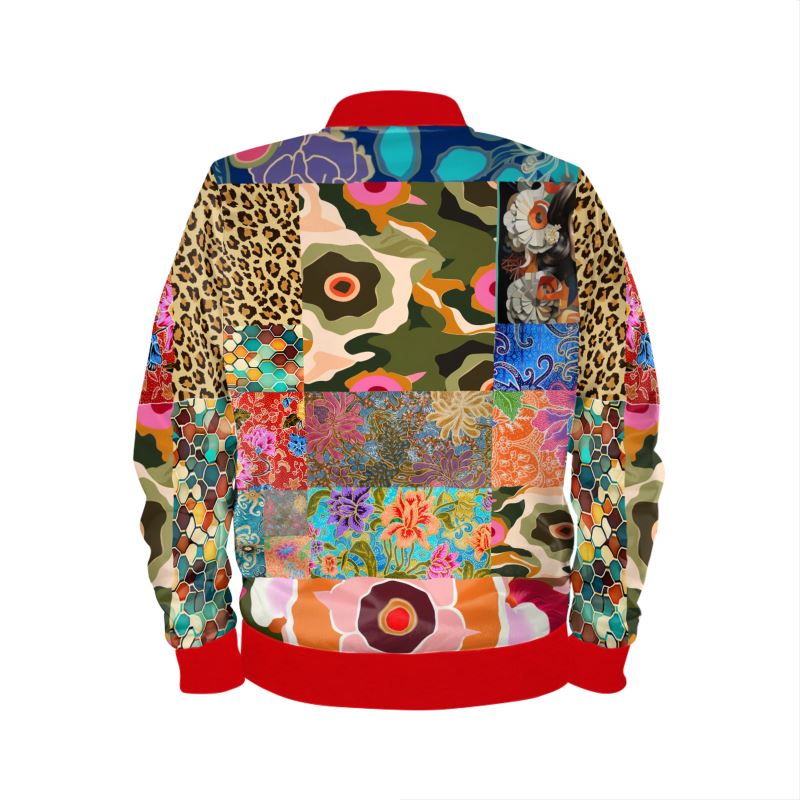 Crushed Velvet Patchwork Bomber Jacket - Sweet Clementine Batik Design.