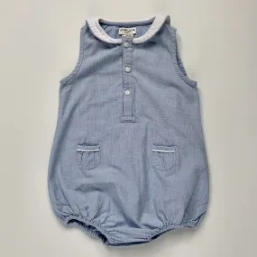 Blue Chambray Romper With Collar for 12-Month-Olds by Cyrillus