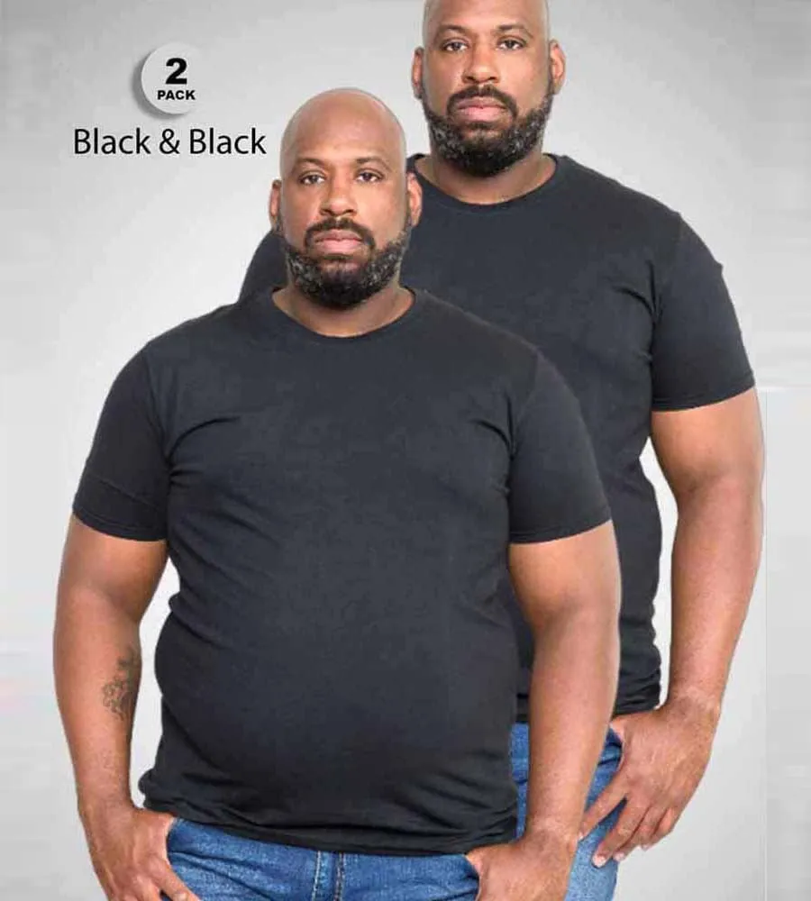 Big & Tall Men's Pack of 2 Black T-Shirts (Fenton Black & Black)