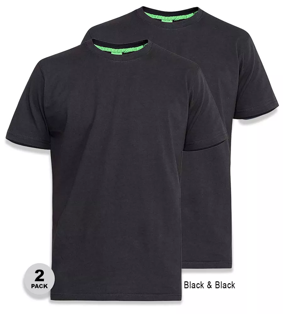 Big & Tall Men's Pack of 2 Black T-Shirts (Fenton Black & Black)