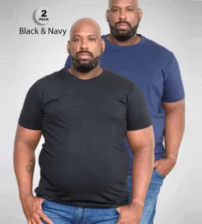 D555 Big Mens Pack Of 2 T-Shirts in Fenton Black and Navy