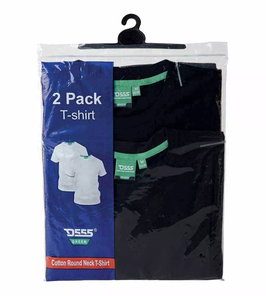 D555 Big Mens Pack Of 2 T-Shirts in Fenton Black and Navy