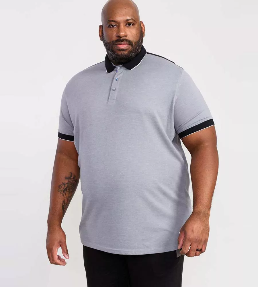 D555 Plus Size Men's Pique Polo Shirt with Ribbed Collar and Cuffs (Prinstead)