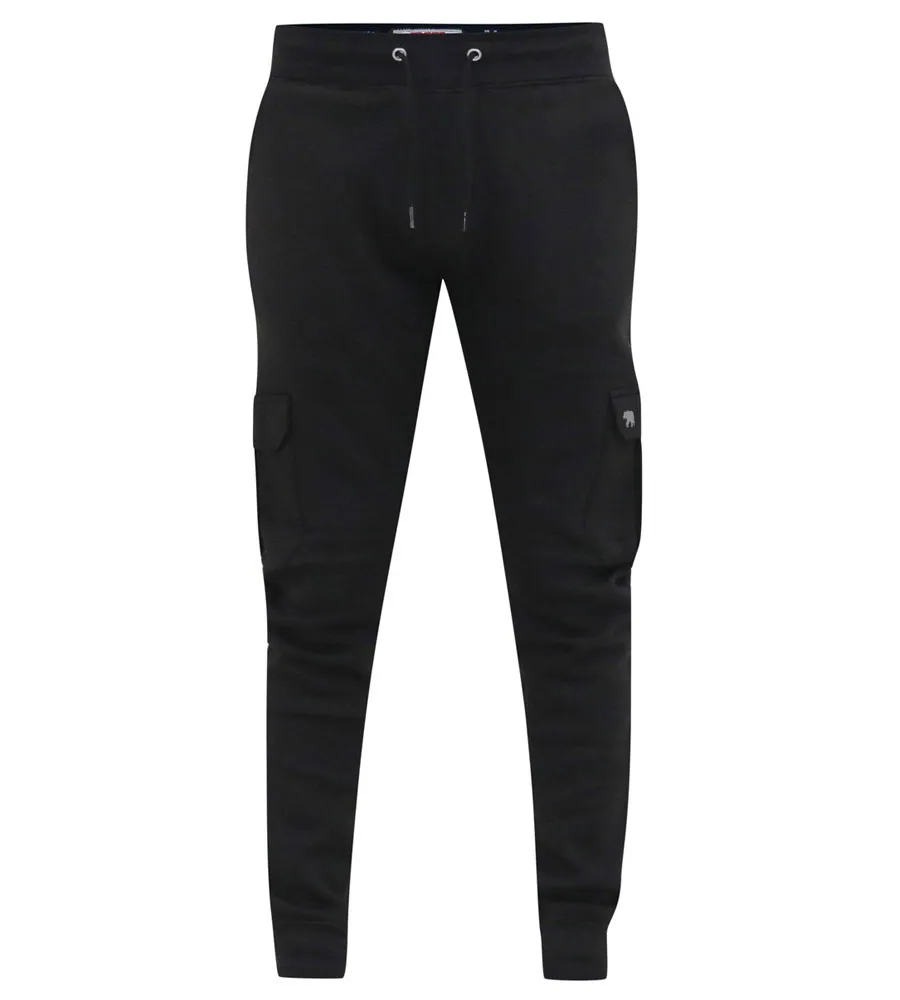 Men's Black Joggers With Cargo Pocket and Ribbed Cuffs (TILDEN 2)