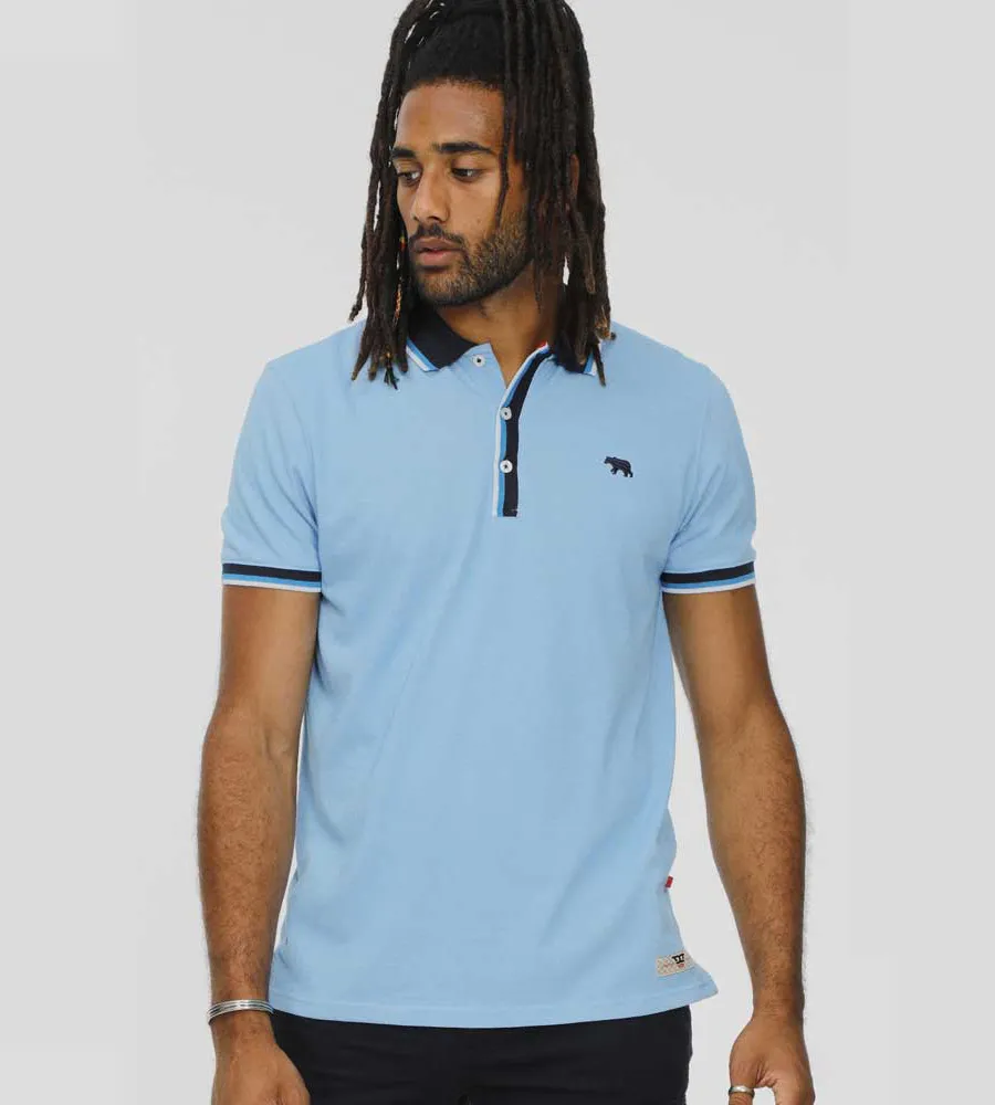 D555 Men's Striped Polo Shirt with Ribbed Trims (Bayton 1)