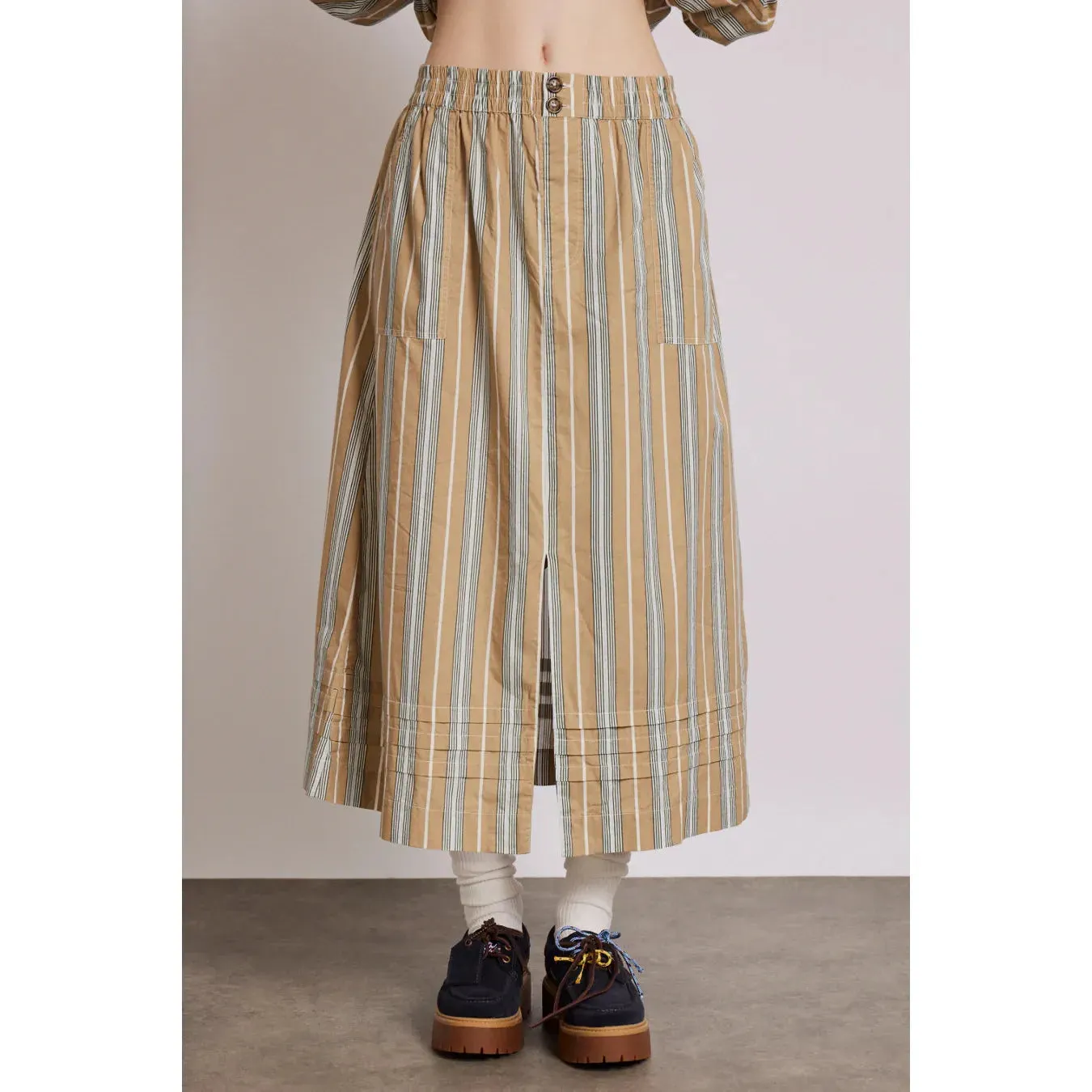 Damson Madder Nava Pocket Skirt - Tan Stripe