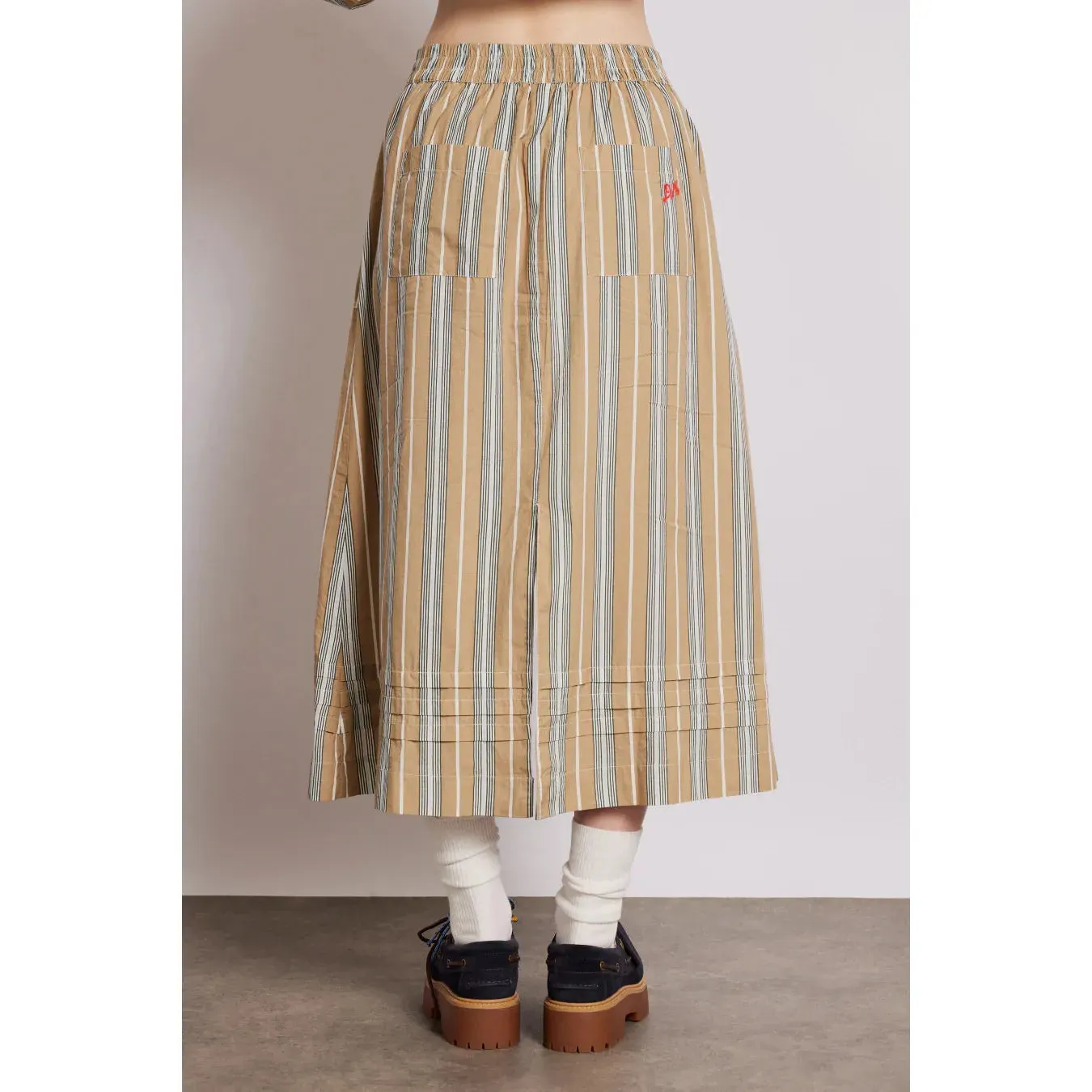 Damson Madder Nava Pocket Skirt - Tan Stripe