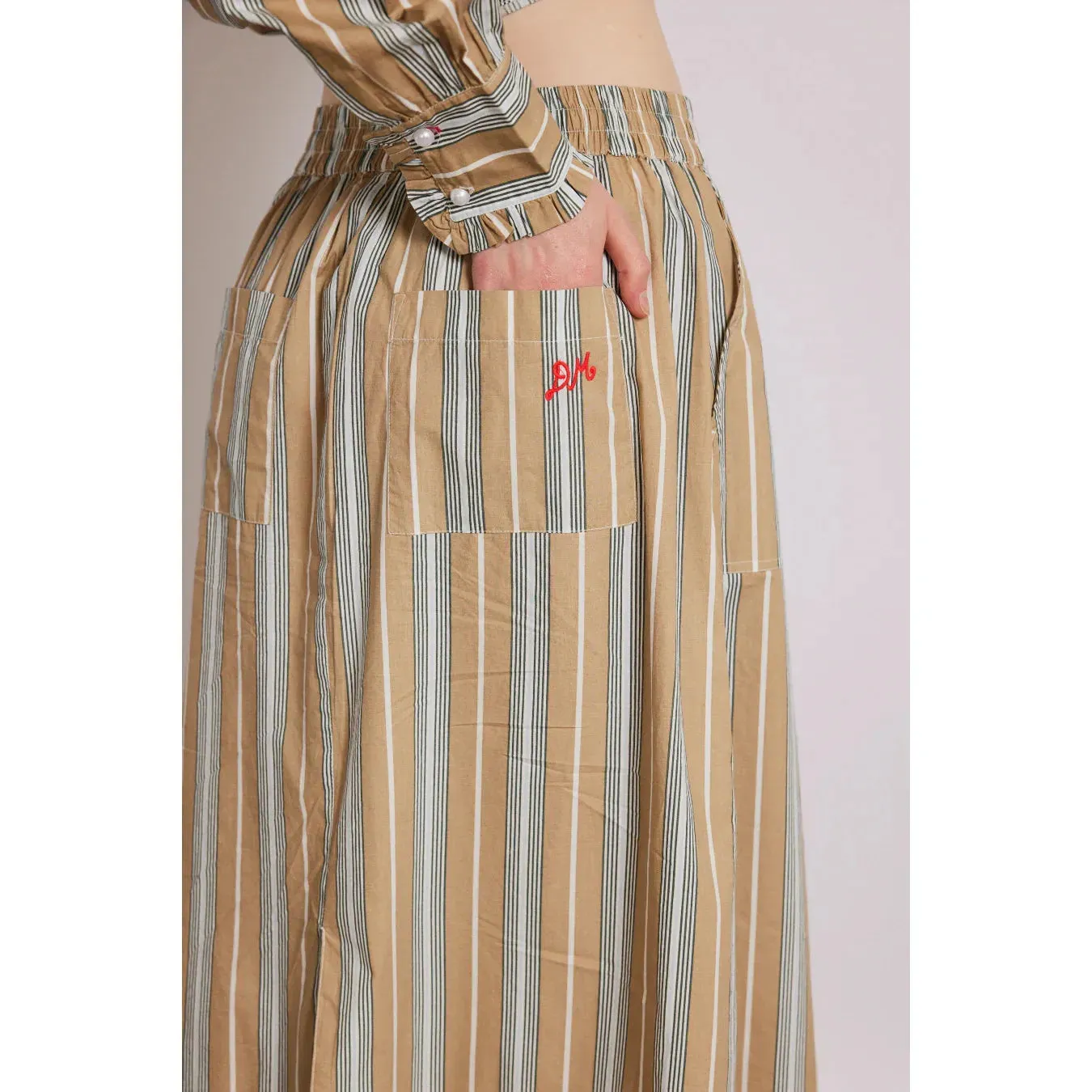 Damson Madder Nava Pocket Skirt - Tan Stripe