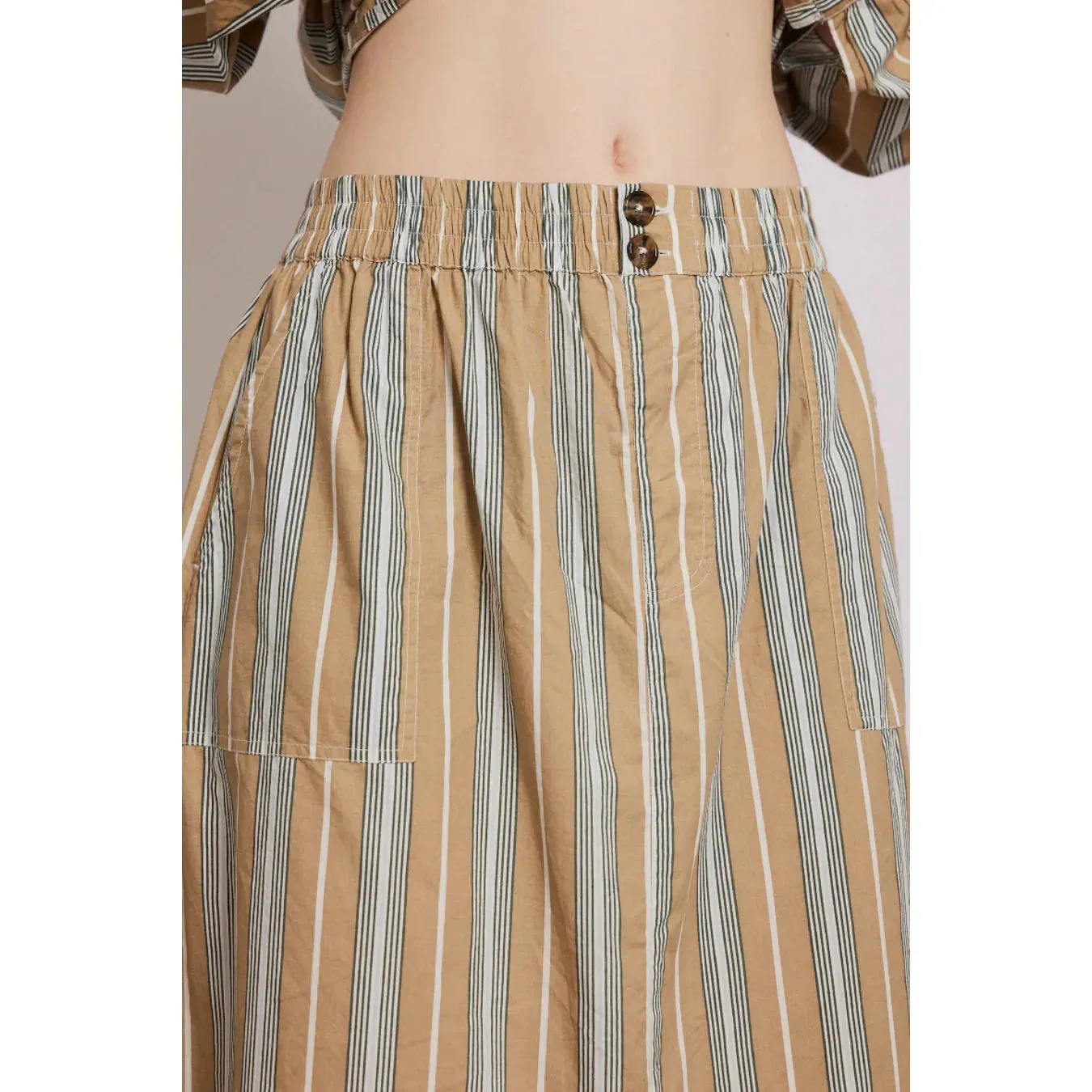 Damson Madder Nava Pocket Skirt - Tan Stripe