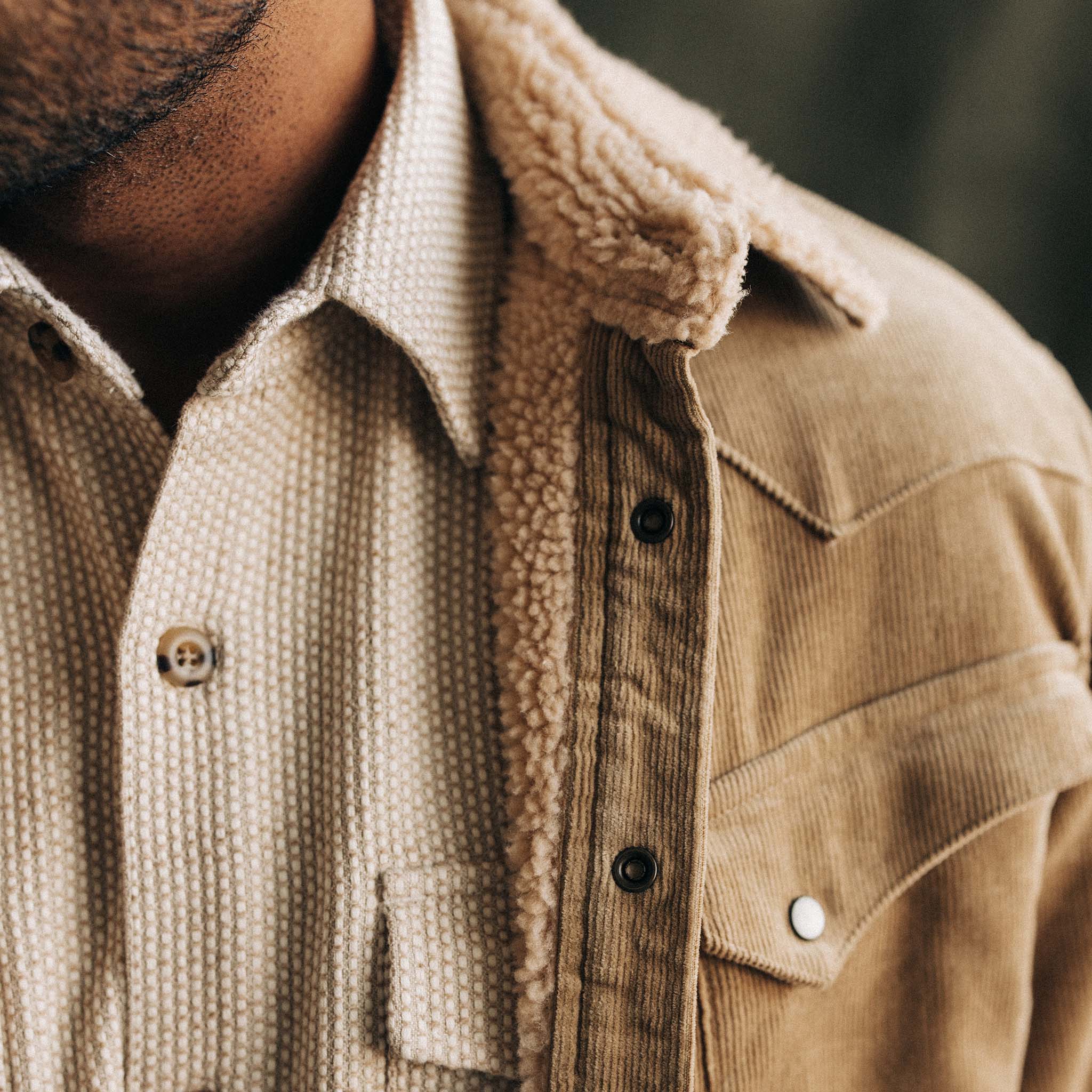 Dark Khaki Corduroy Western Shirt Jacket