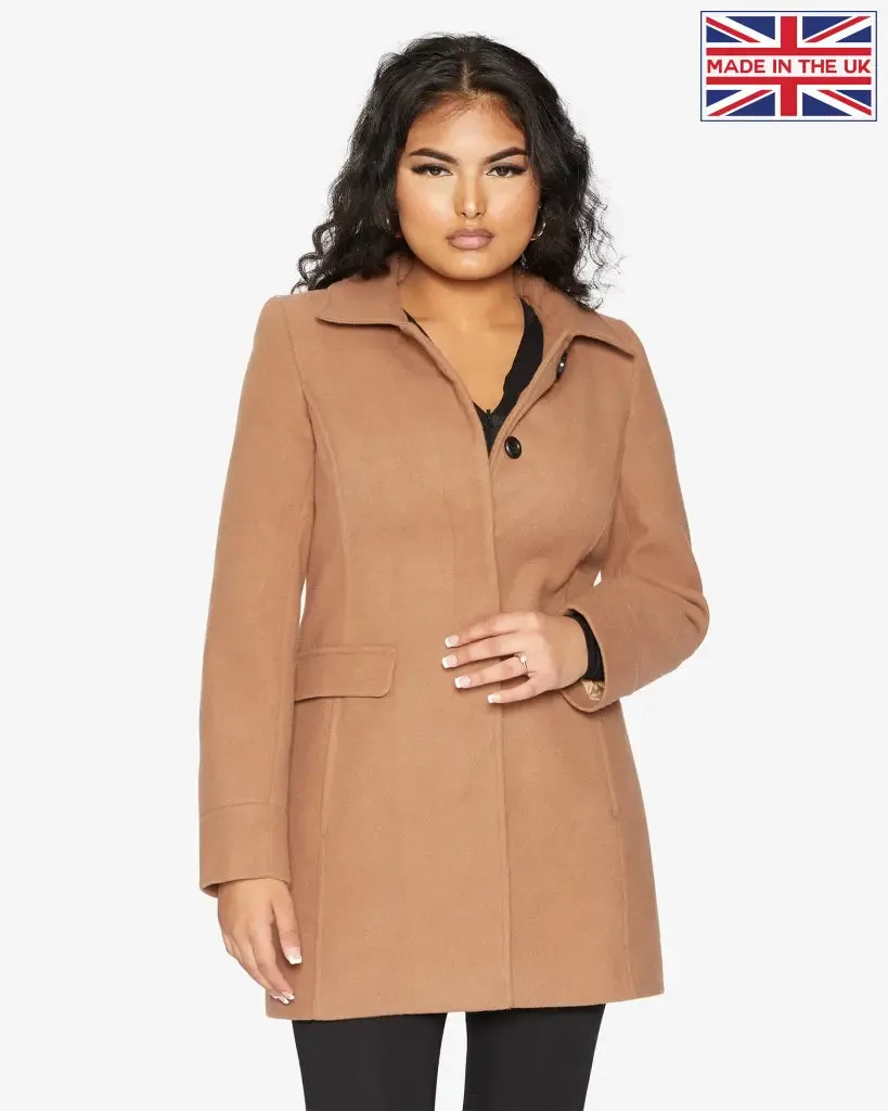 De La Creme Wool Blend Hip Length Covert Coat