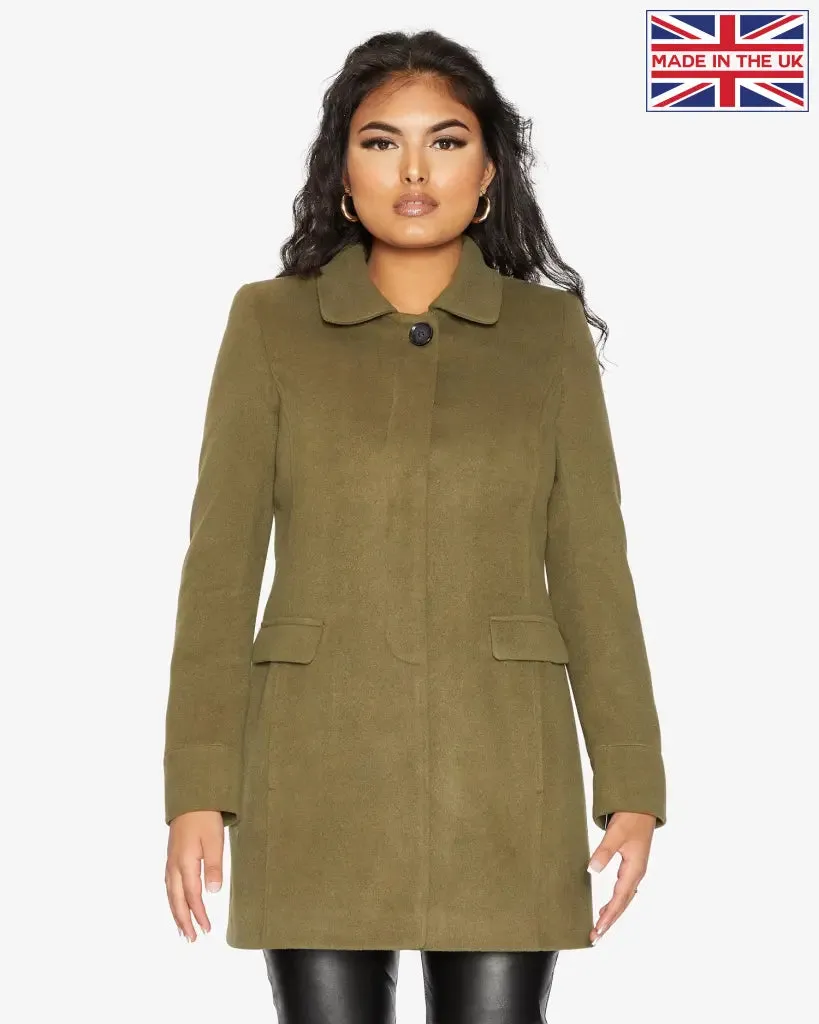 De La Creme Wool Blend Hip Length Covert Coat