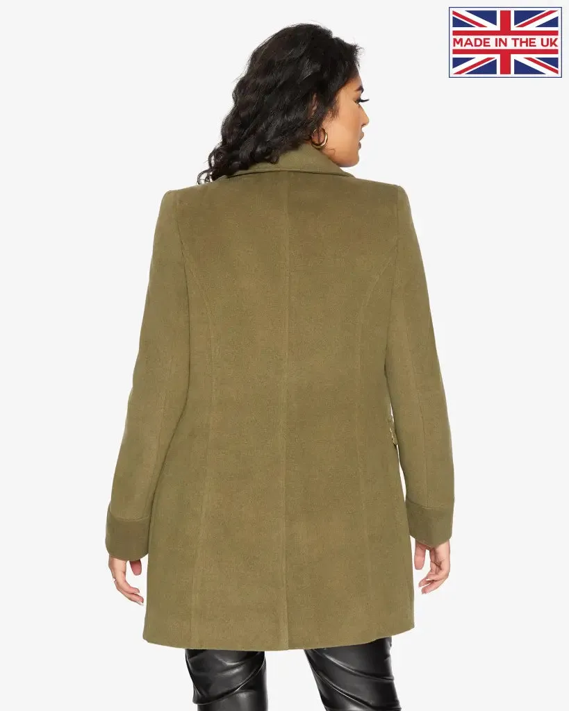 De La Creme Wool Blend Hip Length Covert Coat