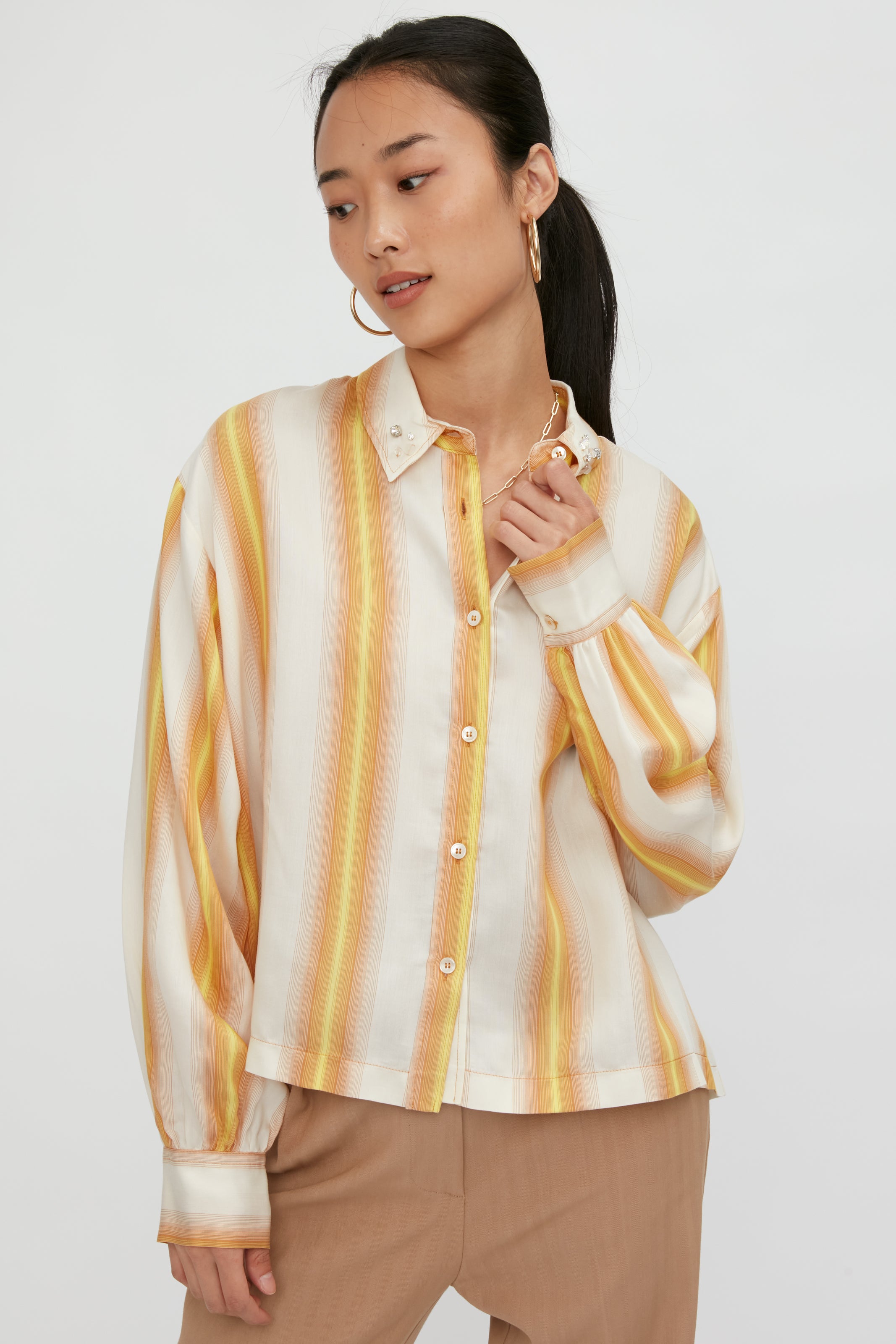 Degradé Crystal Stripe Shirt in Ambra.