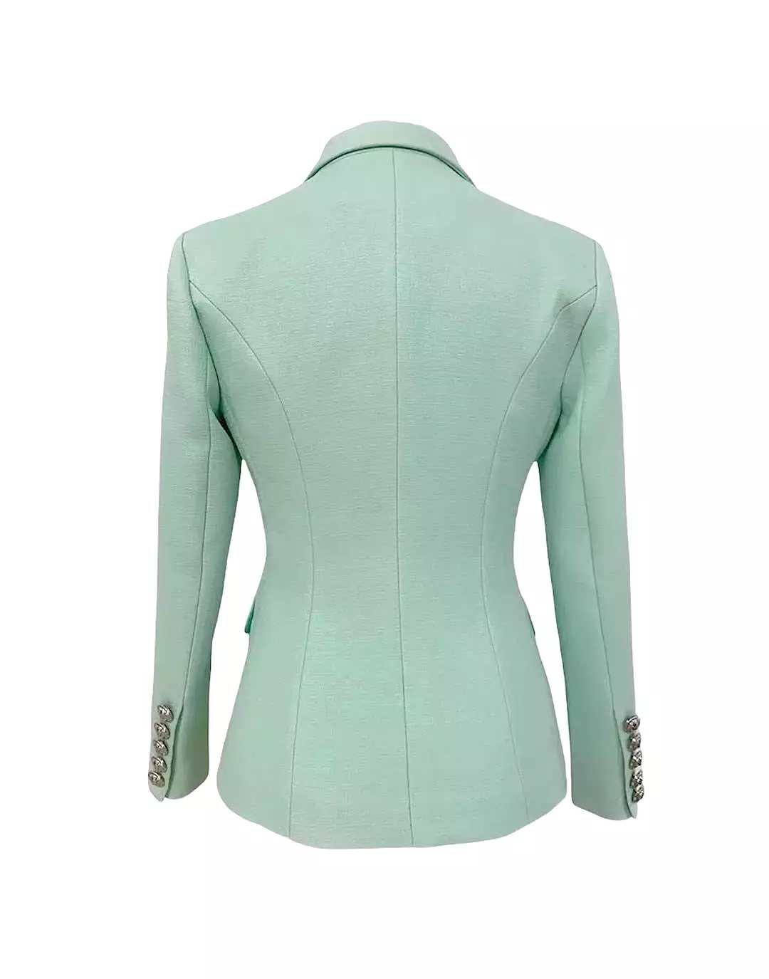 Double Breasted Blazer in Mint Green Silver with Button Detail