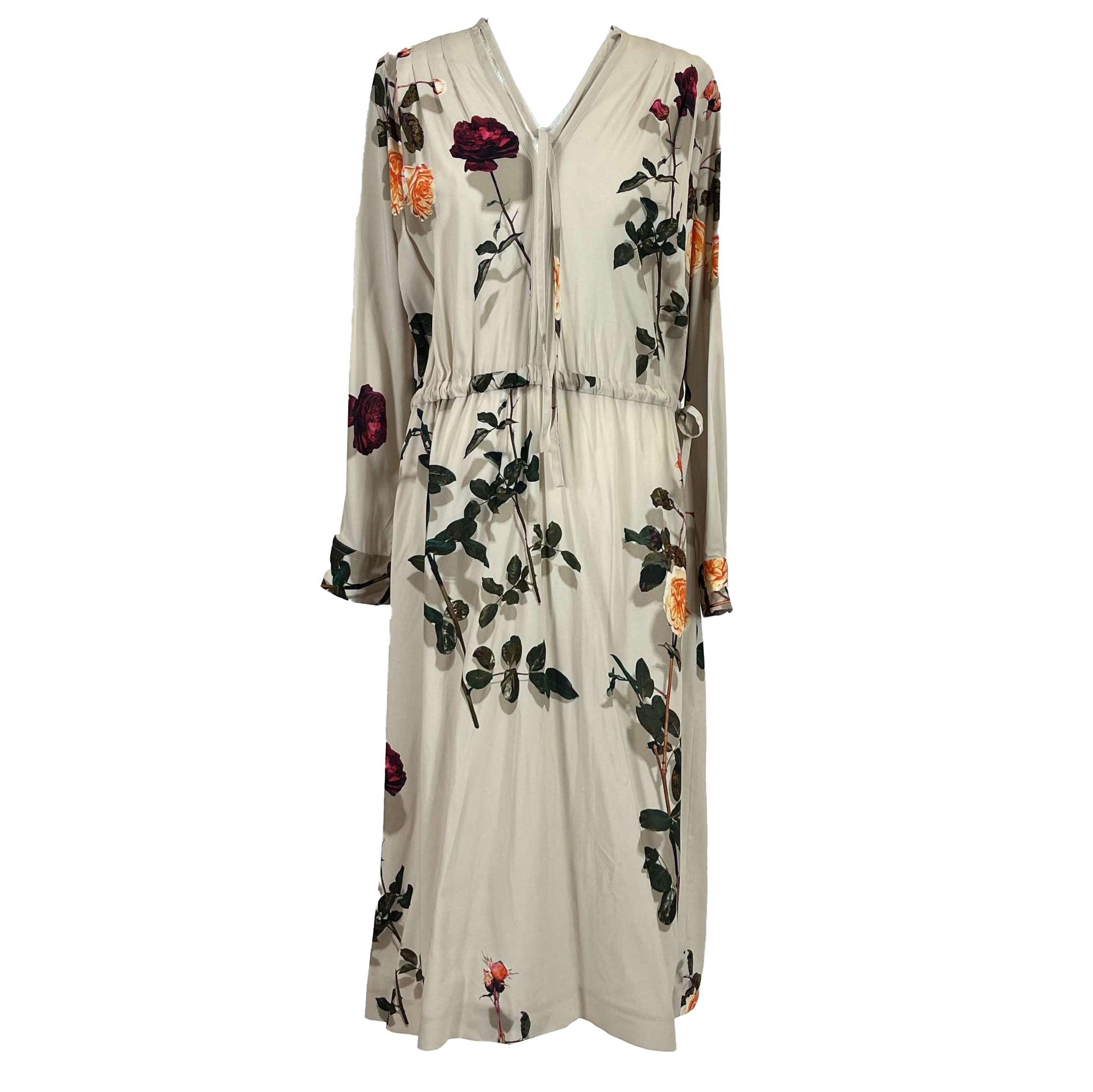 Dries Van Noten Rose Print Maxi Dress M