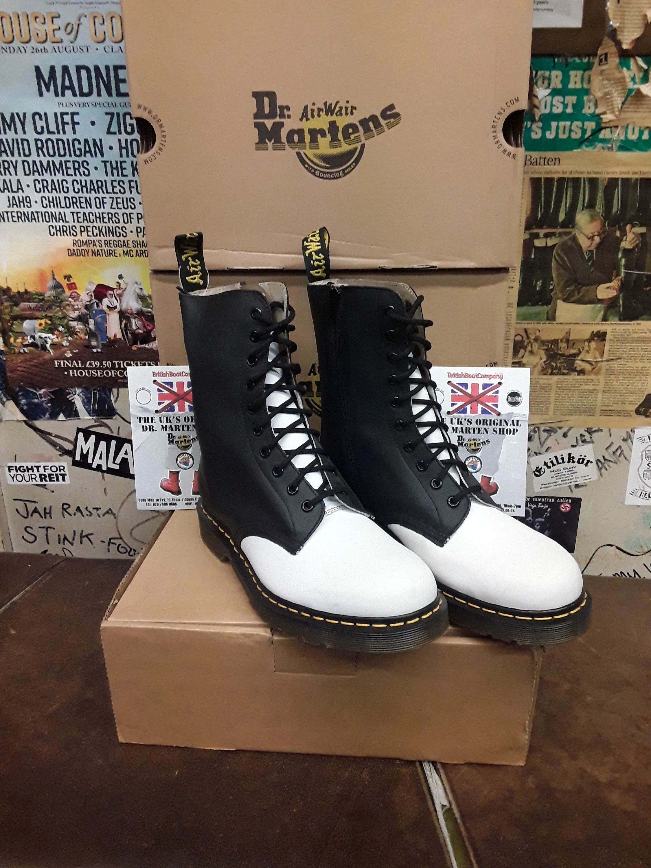 DrMartensYoji10HoleLimitedEditionBlackandWhiteSize8ZipBoot