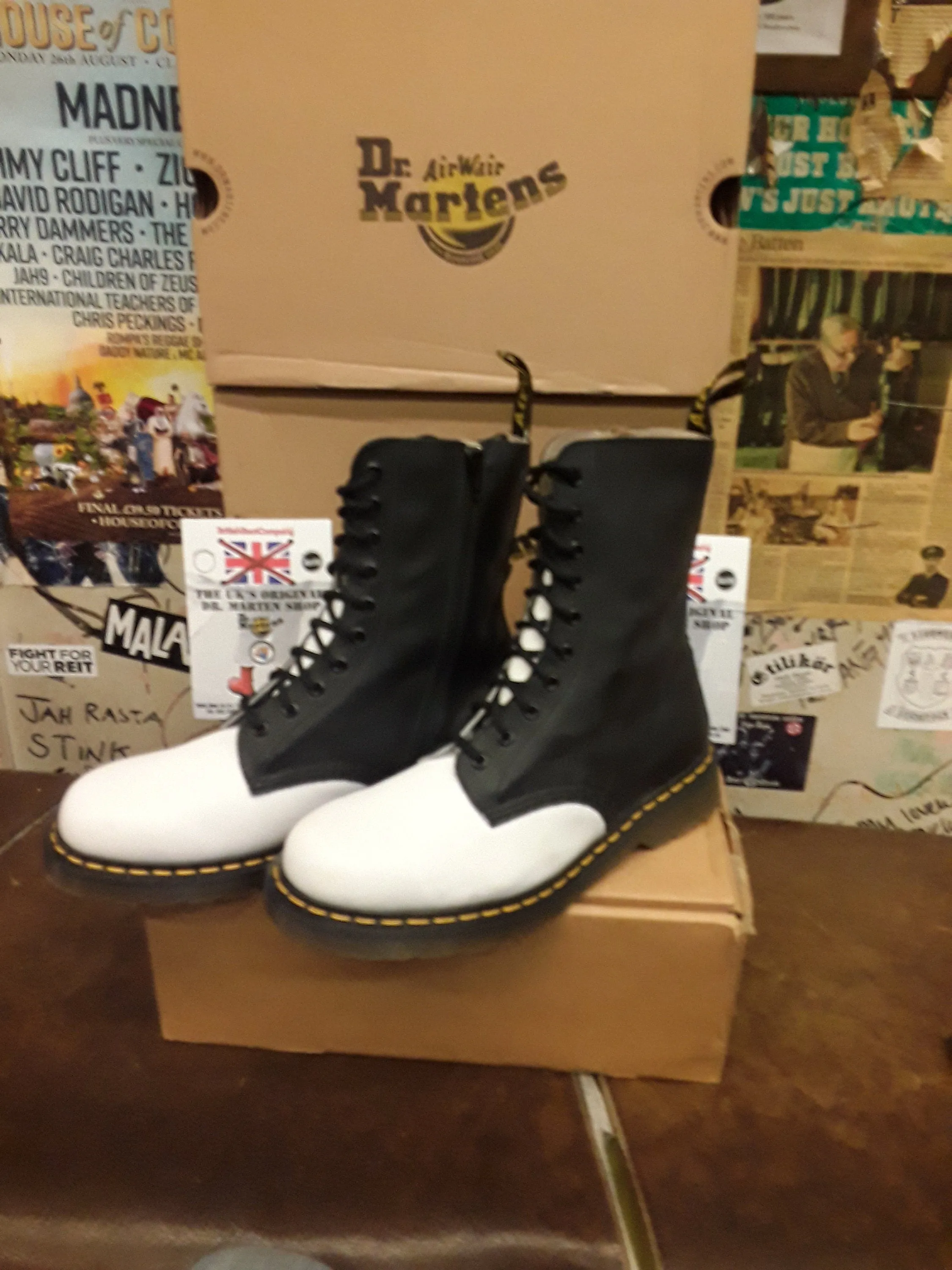 DrMartensYoji10HoleLimitedEditionBlackandWhiteSize8ZipBoot